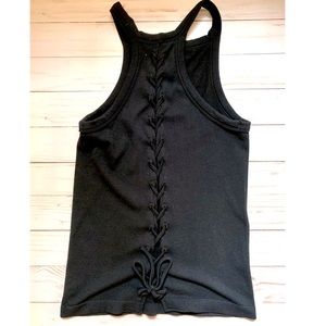 Black Lace-Up Design Tank